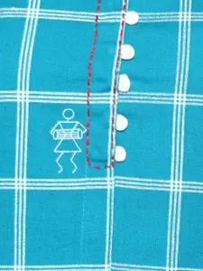 Vbuyz Women Turquoise Blue & White Embroidered Straight Kurta