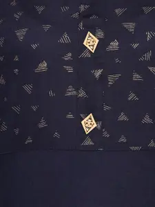 Vbuyz Women Navy Blue & Gold-Coloured Printed Straight Kurta