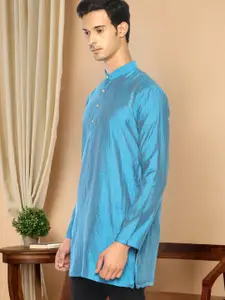 TATTVA Men Turquoise Blue Solid Straight Kurta