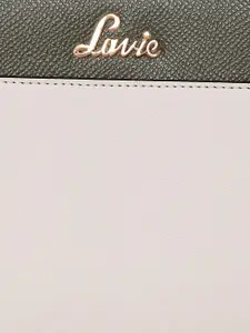 Lavie Astrid Women Olive Green & Off-White Colourblocked Zip Around Wallet