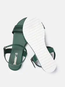 Roadster Women Green Solid Open Toe Flats