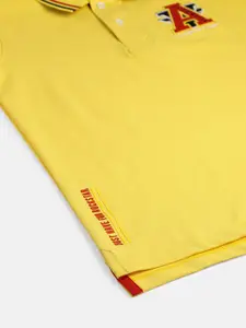 Allen Solly Junior Boys Yellow Solid Polo Collar T-shirt