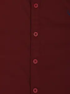 Allen Solly Junior Boys Maroon Regular Fit Solid Casual Shirt