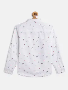 Allen Solly Junior Boys White Sport Regular Fit Printed Casual Shirt