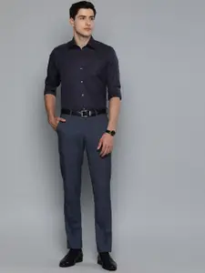 Louis Philippe Men Navy Blue Classic Regular Fit Self Design Formal Shirt