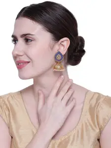 Shining Diva Gold-Plated & Blue Antique Classic Jhumkas