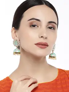 AccessHer Gold-Plated & Green Dome Shaped Jhumkas