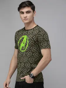 Pepe Jeans Men Black Printed Avengers Round Neck CAPTAIN SS IP Pure Cotton T-shirt