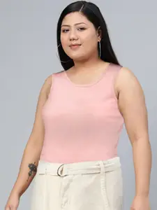 Roadster Women Peach-Coloured Solid Styled Back Top