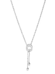 Carlton London Rhoduim Plated Silver-Toned CZ Studded Pendant With Chain