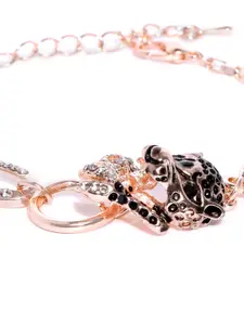YouBella Black Rose Gold-Plated Animal Shaped Link Bracelet