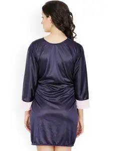 Klamotten Navy Satin Robe X209