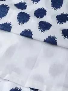 Shae by SASSAFRAS Women White & Navy Blue Printed Fit & Flare Dress