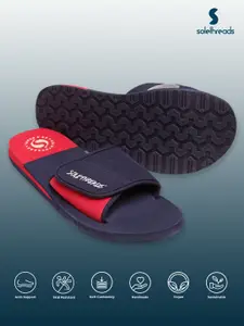 Solethreads Men Navy Blue & Red Solid Sliders