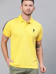 U.S. Polo Assn. Men Yellow Solid Polo Collar T-shirt