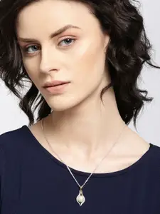 Clara Women 92.5 Sterling Silver White Rhodium Plated Pearl & CZ Pendant with Chain