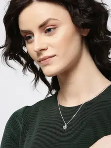 Clara 92.5 Sterling Silver Rhodium-Plated CZ-Studded Triangular Pendant With Chain