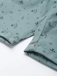 Roadster Men Turquoise Blue & Black Conversational Printed Regular Fit Chino Shorts