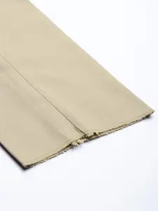 Turtle Men Beige Ultra Slim Fit Solid Regular Trousers