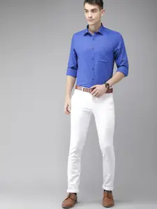 Turtle Men Blue Slim Fit Solid Formal Shirt