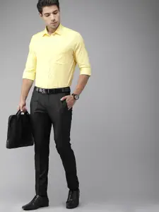 Turtle Men Yellow Slim Fit Solid Formal Shirt