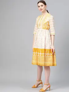 W Women Printed A-Line Cotton Dress