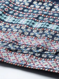 W Navy Blue Ethnic Motifs Printed Maxi Dress