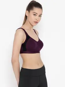 Lady Lyka Purple Solid Non-Wired Non Padded Sports Bra