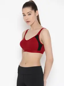 Lady Lyka Maroon Solid Non-Wired Non Padded Sports Bra