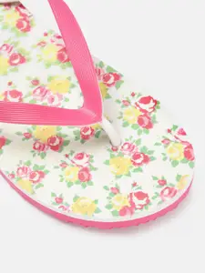 DressBerry Women Pink & Off-White Printed Thong Flip-Flops