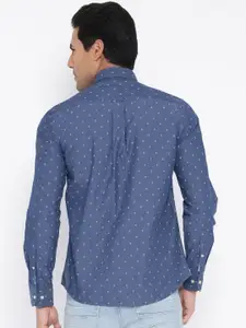 U.S. Polo Assn. Blue Printed Tailored Fit Casual Shirt