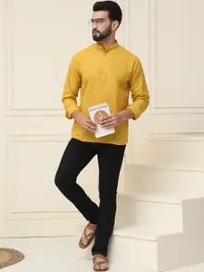 SOJANYA Men Mustard Yellow Solid Straight Kurta