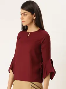 Style Quotient Women Burgundy Solid Top