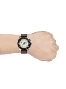 Fossil Men Brown & Cream-Coloured Chronograph Watch FS5674
