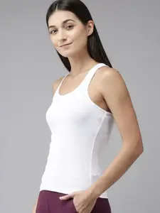 Van Heusen Women White Solid Antibacterial Colour Fresh Tank Top