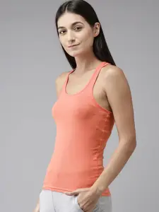 Van Heusen Women Orange Candy Solid Anti Bacterial Colour Fresh Racerback Tank Top