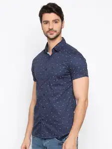 SPYKAR Men Navy Blue Slim Fit Printed Casual Shirt