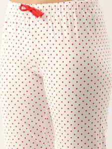 mackly Women Red & White Printed Night suit