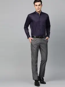 DENNISON Men Purple Comfort Regular Fit Solid Formal Shirt