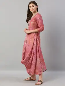 Neerus Women Pink Printed A-Line Kurta