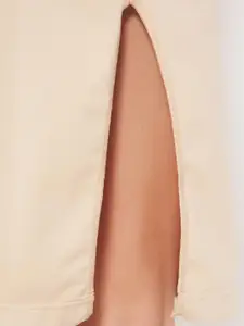 Clovia Women Beige Solid Knitted Saree Shapewear