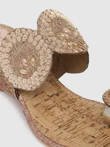 Catwalk Women Rose Gold Embellished Wedge Heels