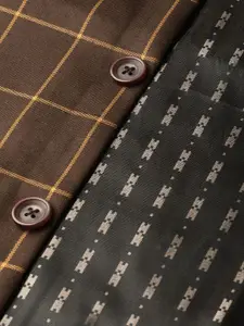 SOJANYA Men Coffee Brown & Beige Checked Nehru Jacket