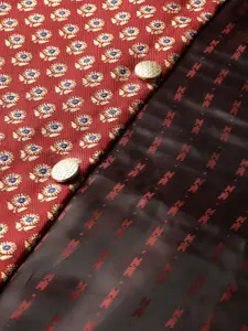 SOJANYA Men Maroon & Golden Woven Design Nehru Jacket