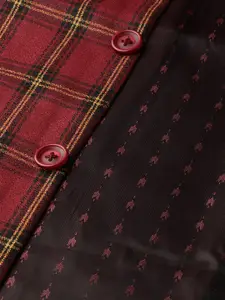 SOJANYA Men Maroon & Black Checked Nehru Jacket