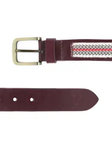 Allen Solly Men Burgundy Textured Leather Belt