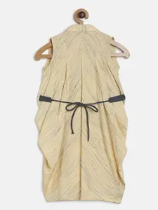 Peppermint Girls Beige Self Design Shirt Dress