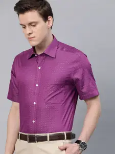 Louis Philippe Men Purple & White Regular Fit Self Design Formal Shirt