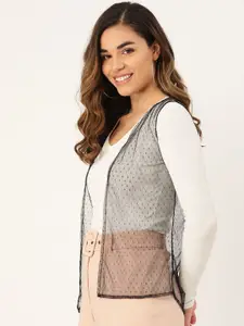 Rute Women Black Net Open Front Shrug