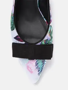 DressBerry Women White & Blue Tropical Print Pumps